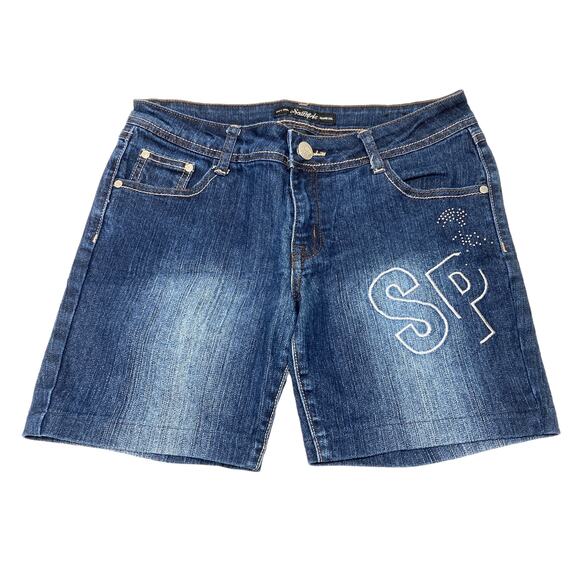 Vintage South Pole Jean Shorts Dark Wash Denim Y2K Size 9 - Picture 4 of 4